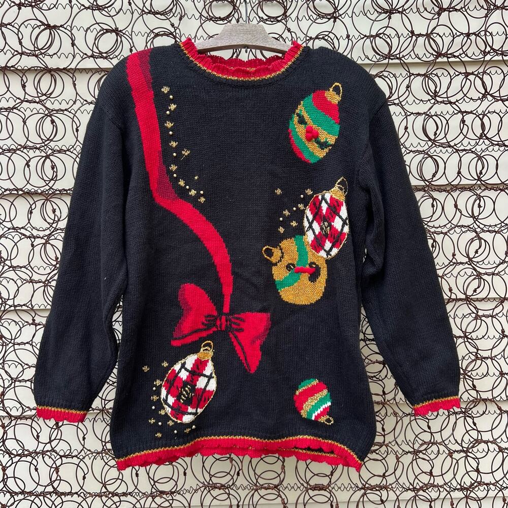 Vintage The Villager Holiday Christmas Ornament Ugly Sweater MEDIUM